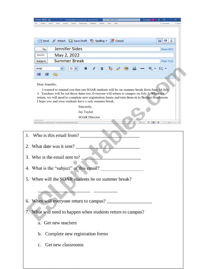 Apartment Ads worksheet