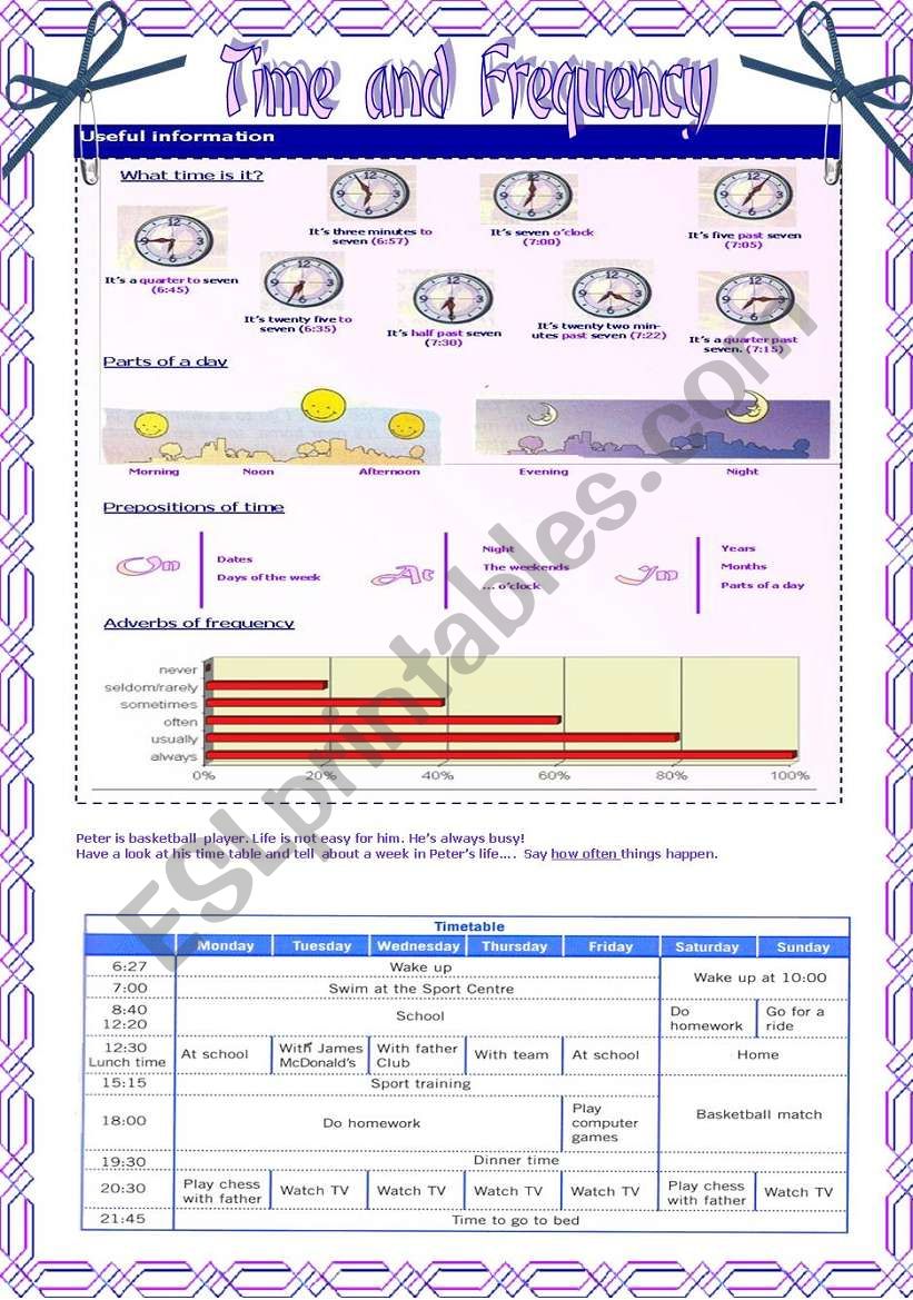 Time and Frequency worksheet