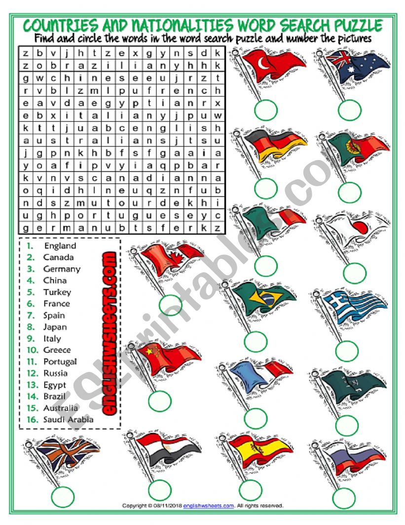 countries worksheet