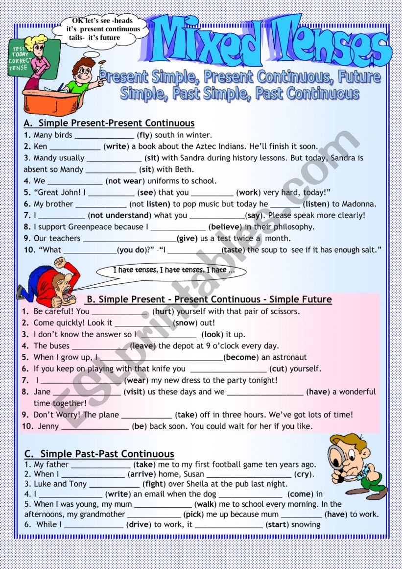 Mkxed Verbal tenses worksheet