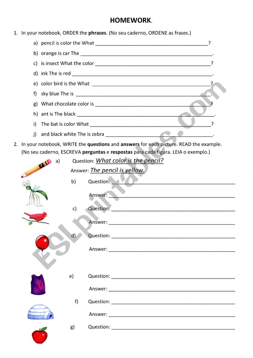 What color - what is it worksheet