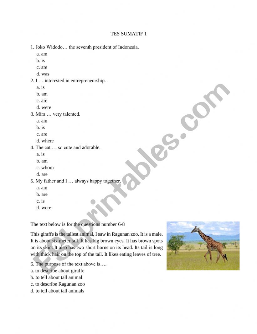 English worksheets tes sumatif