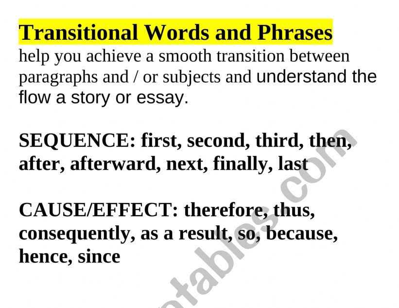 Transitional Words and Phrases