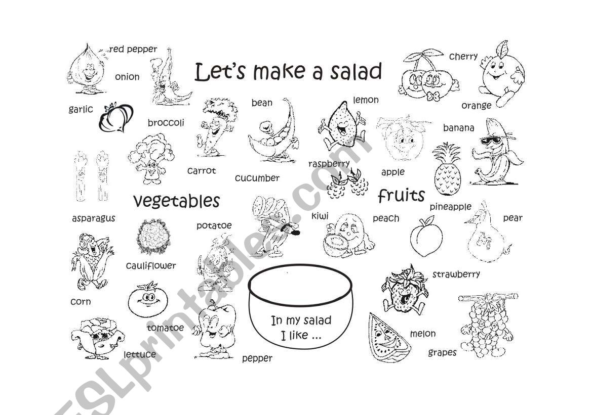 Lets make a salad! worksheet