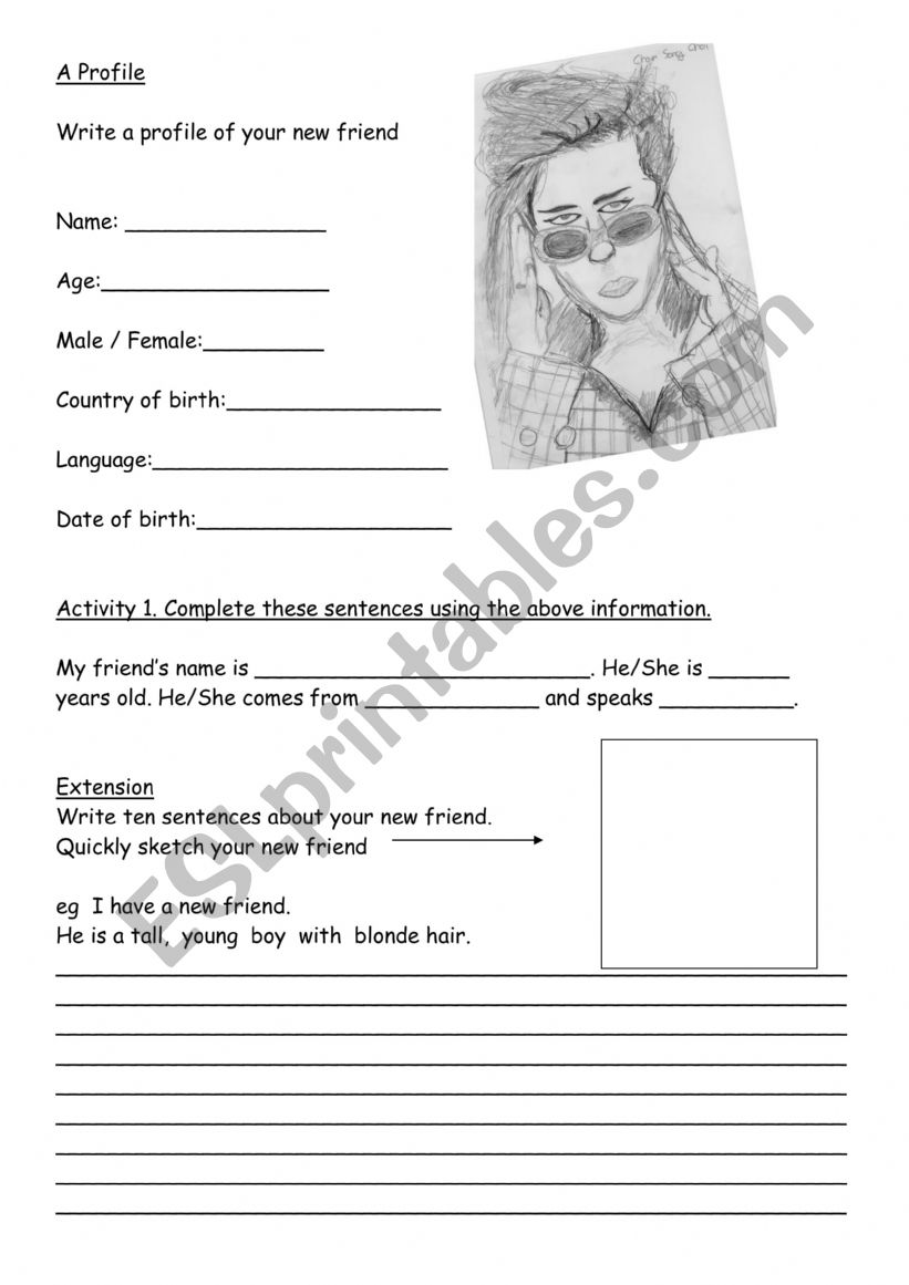 A student�s profile  worksheet