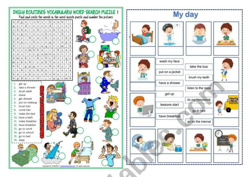 daily routine worksheet