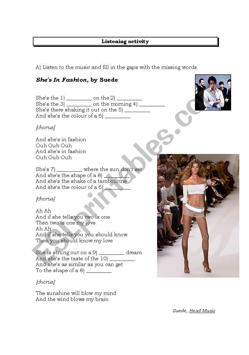 Shes in Fashion worksheet