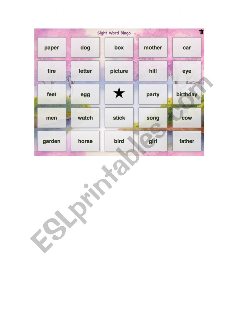 English worksheets Bingo