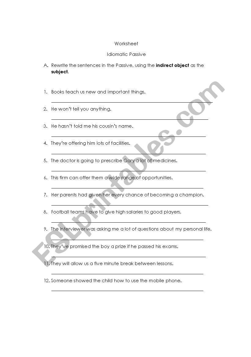 Idiomatic Passive worksheet