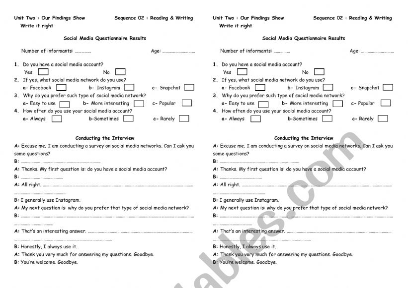 Report worksheet