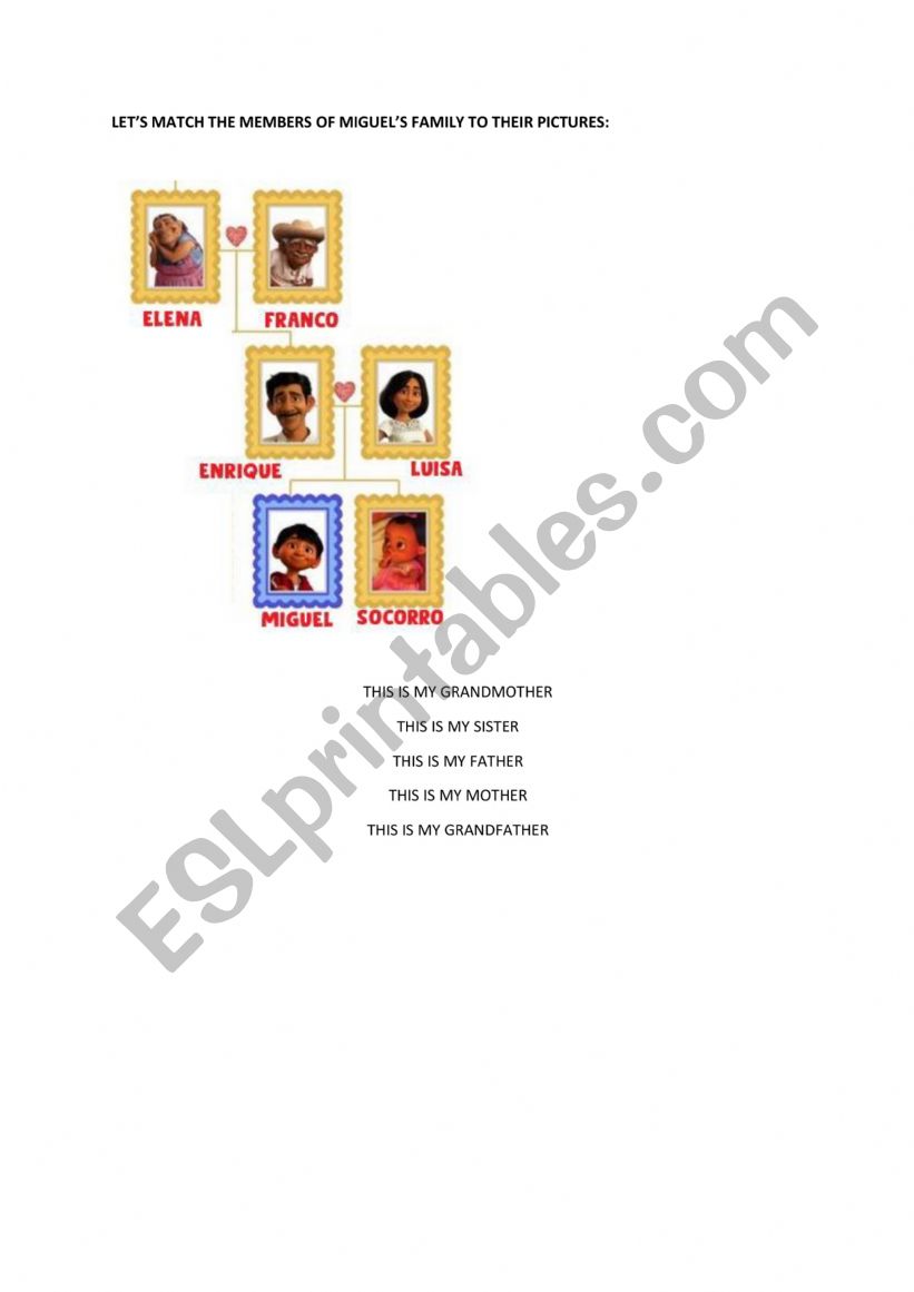 Miguel Rivera�s Family worksheet