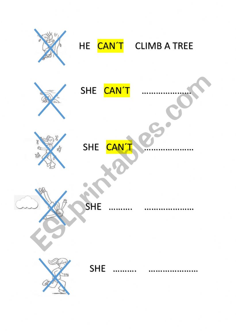 SIMPLE CAN CANT  worksheet