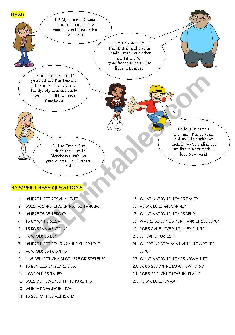 EASY READING worksheet