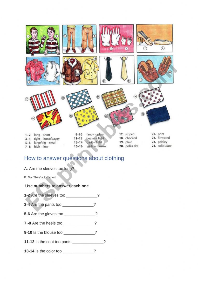 describing clothes worksheet