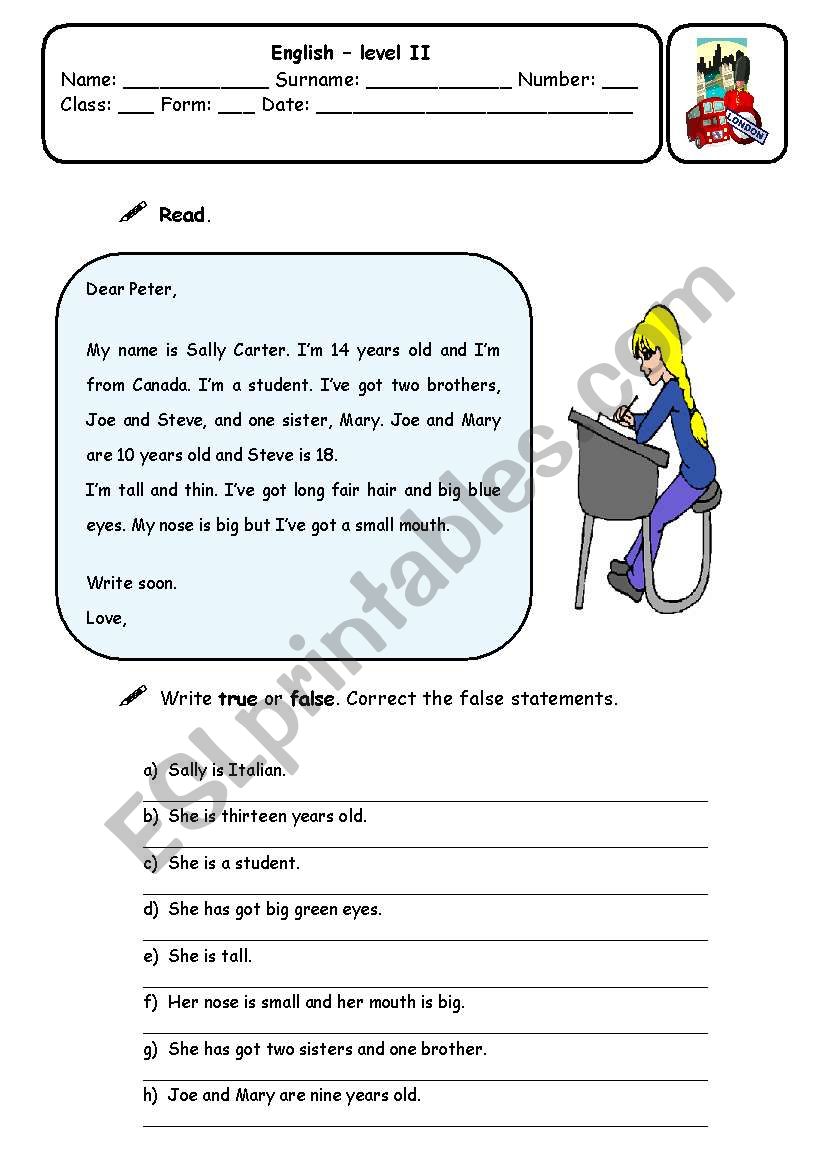 DESCRIBING PEOPLE worksheet