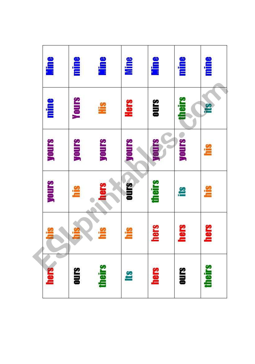 Dominoes worksheet