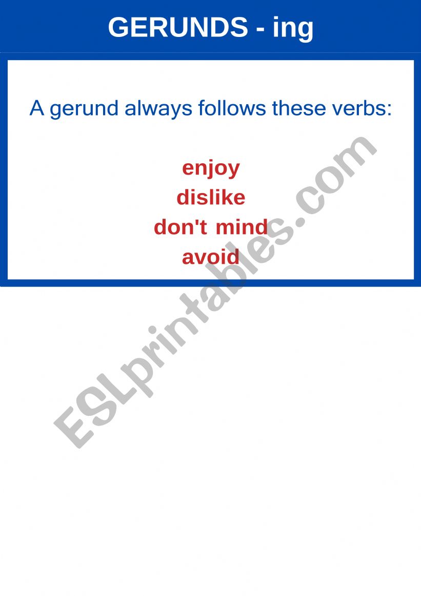Gerunds worksheet