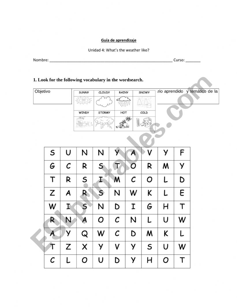 Weather worksheet