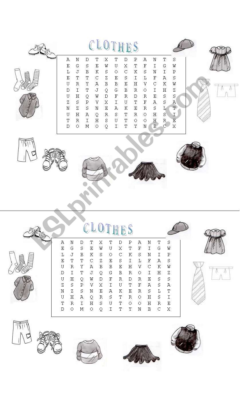 Clothes worksheet