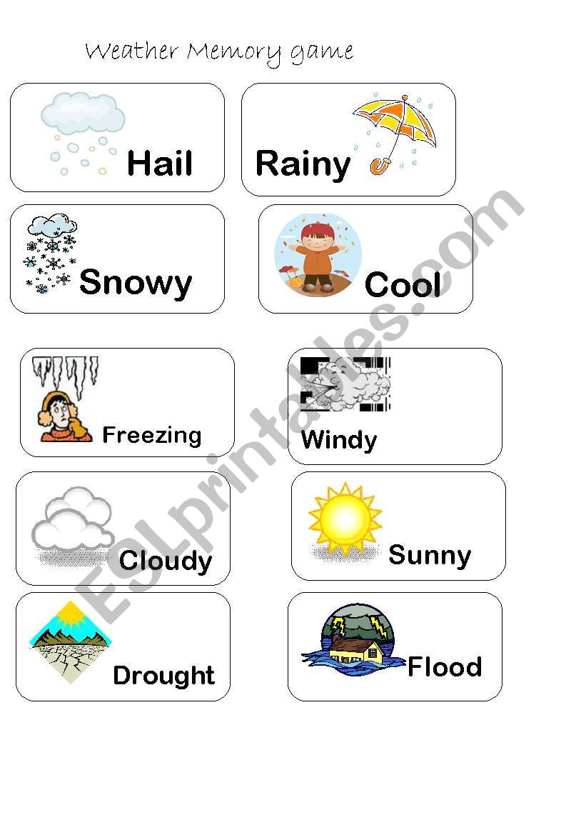 WEATHER MEMORY GAME part 1/3 worksheet