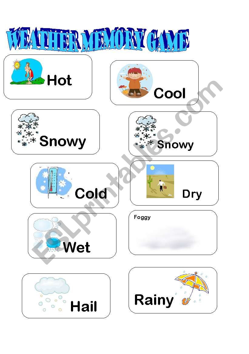 WEATHER MEMORY GAME PART 2/3 worksheet