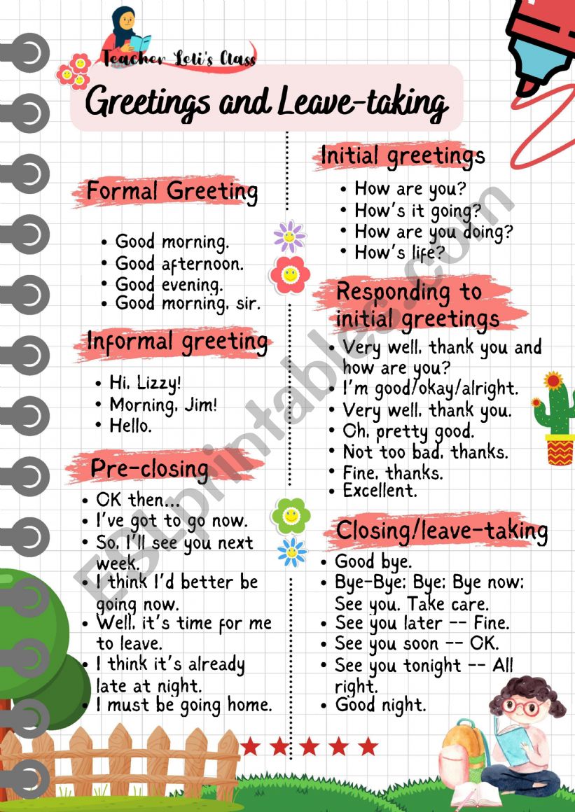Greeting and Leave-taking worksheet