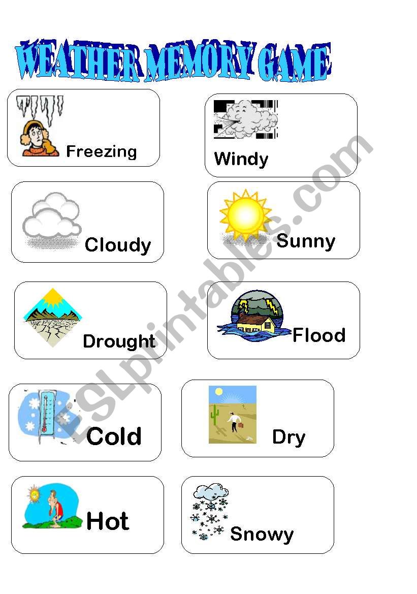 WEATHER MEMORY GAME PART 3/3 worksheet