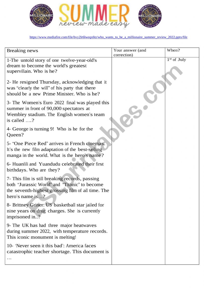 summer review 2022 worksheet