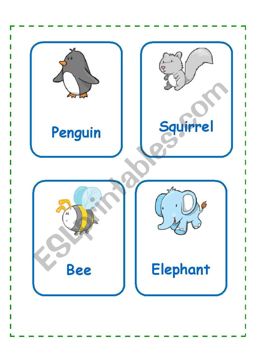 Animal cards SET 1 (11.09.08) worksheet