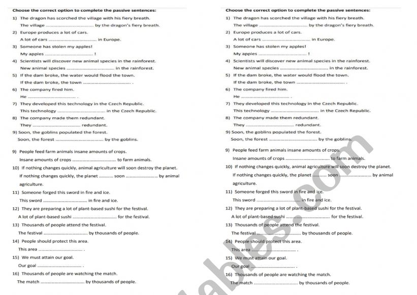 Passive Active practice worksheet