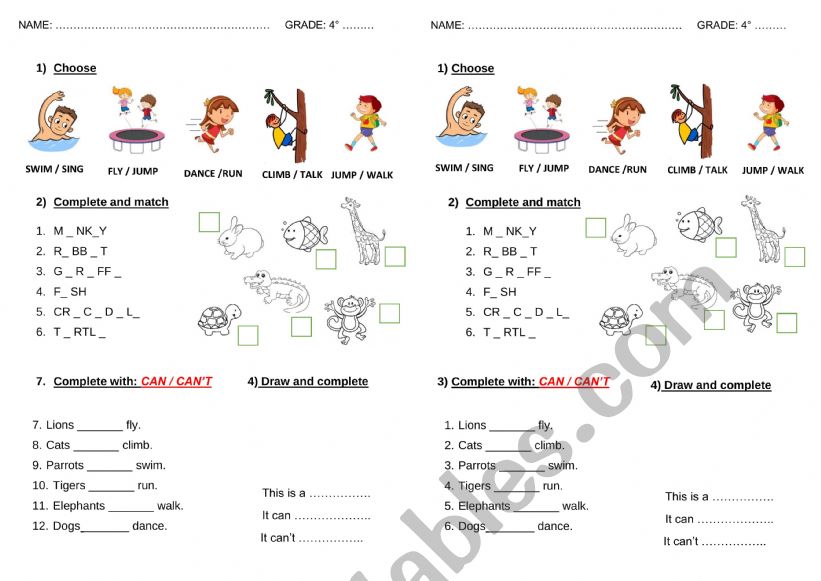 ANIMALS TEST worksheet