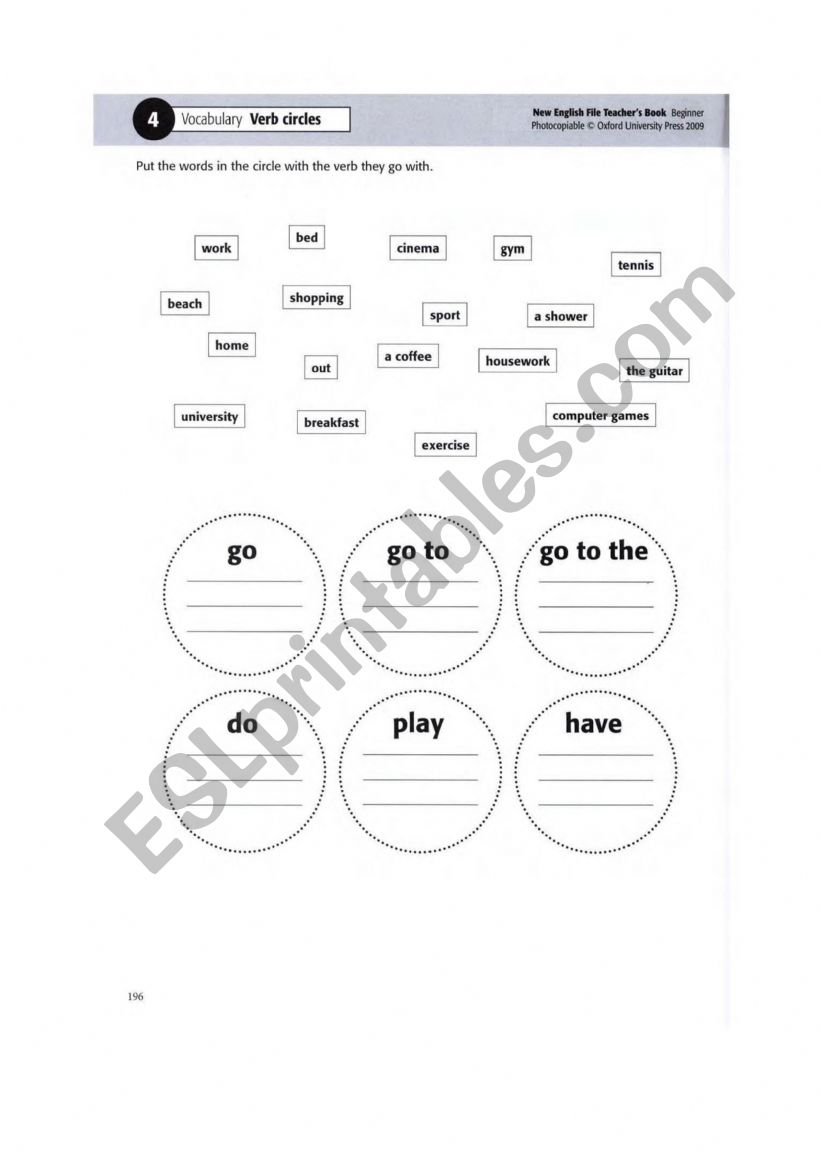 Activities - go-play-do worksheet