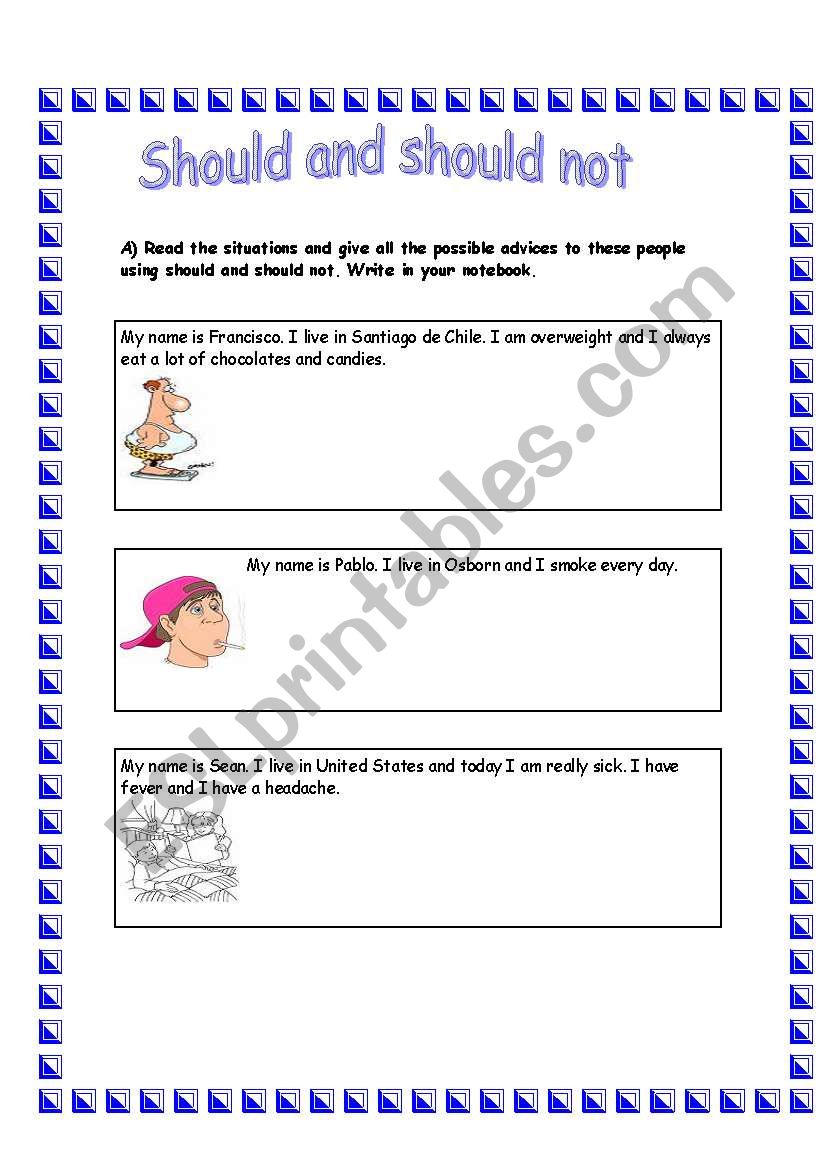 Should and Should not  worksheet