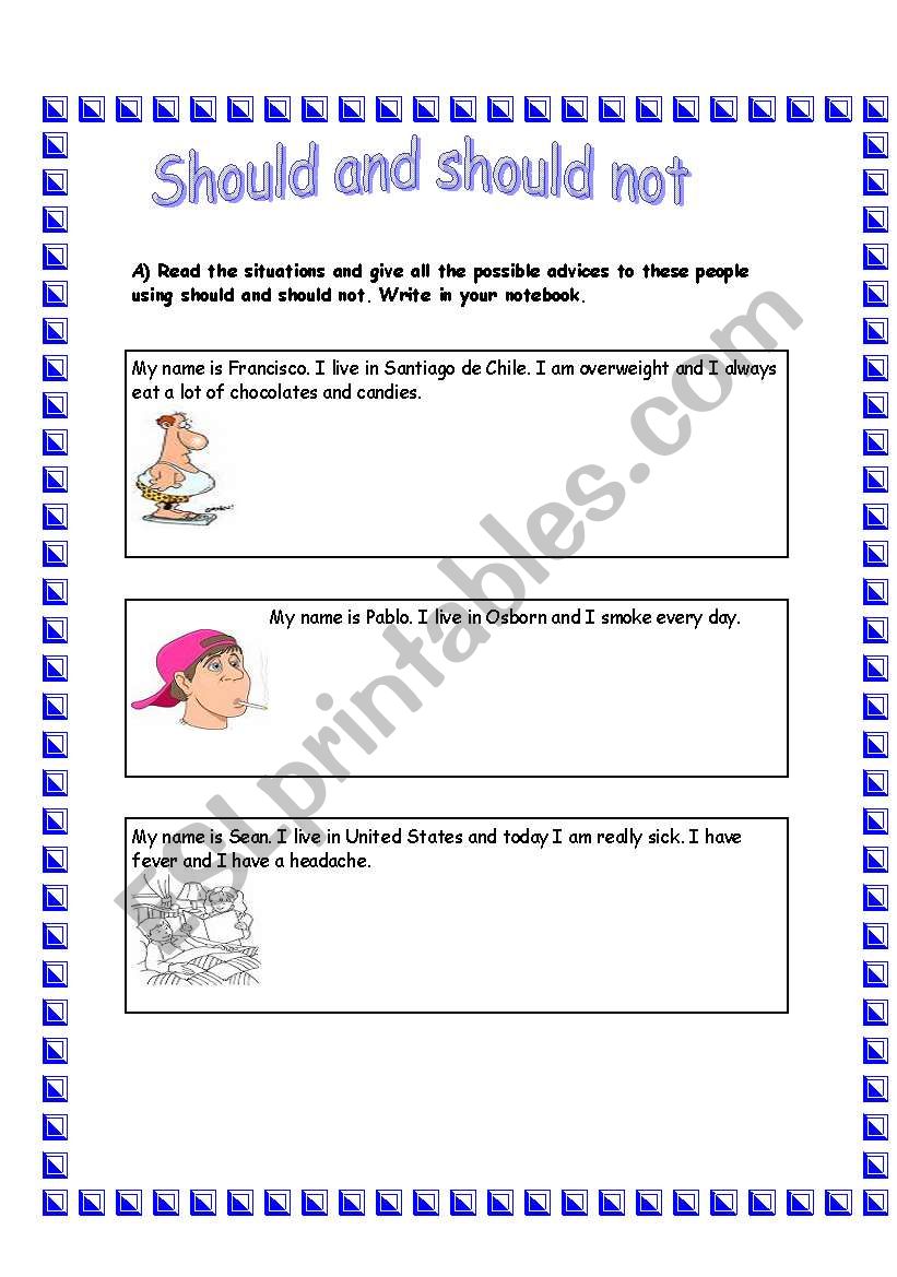 Should and Should not  worksheet