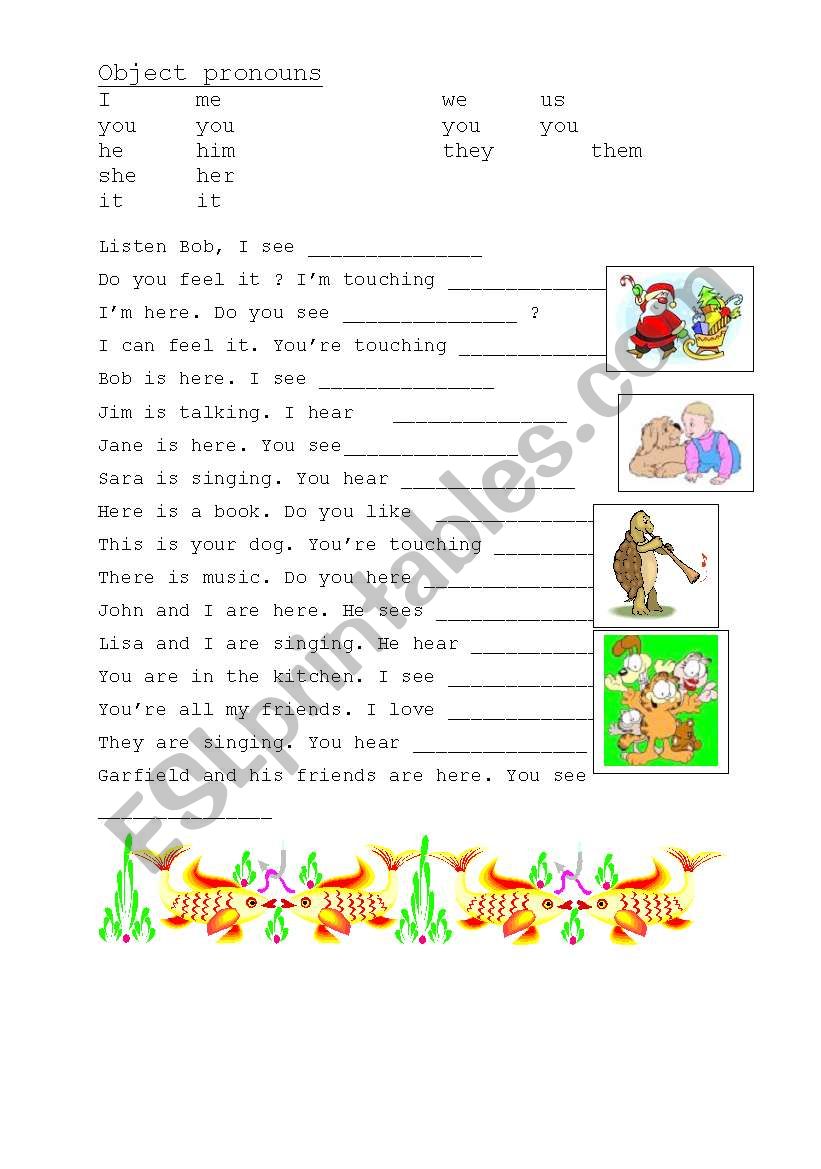 Object pronouns, exercise worksheet