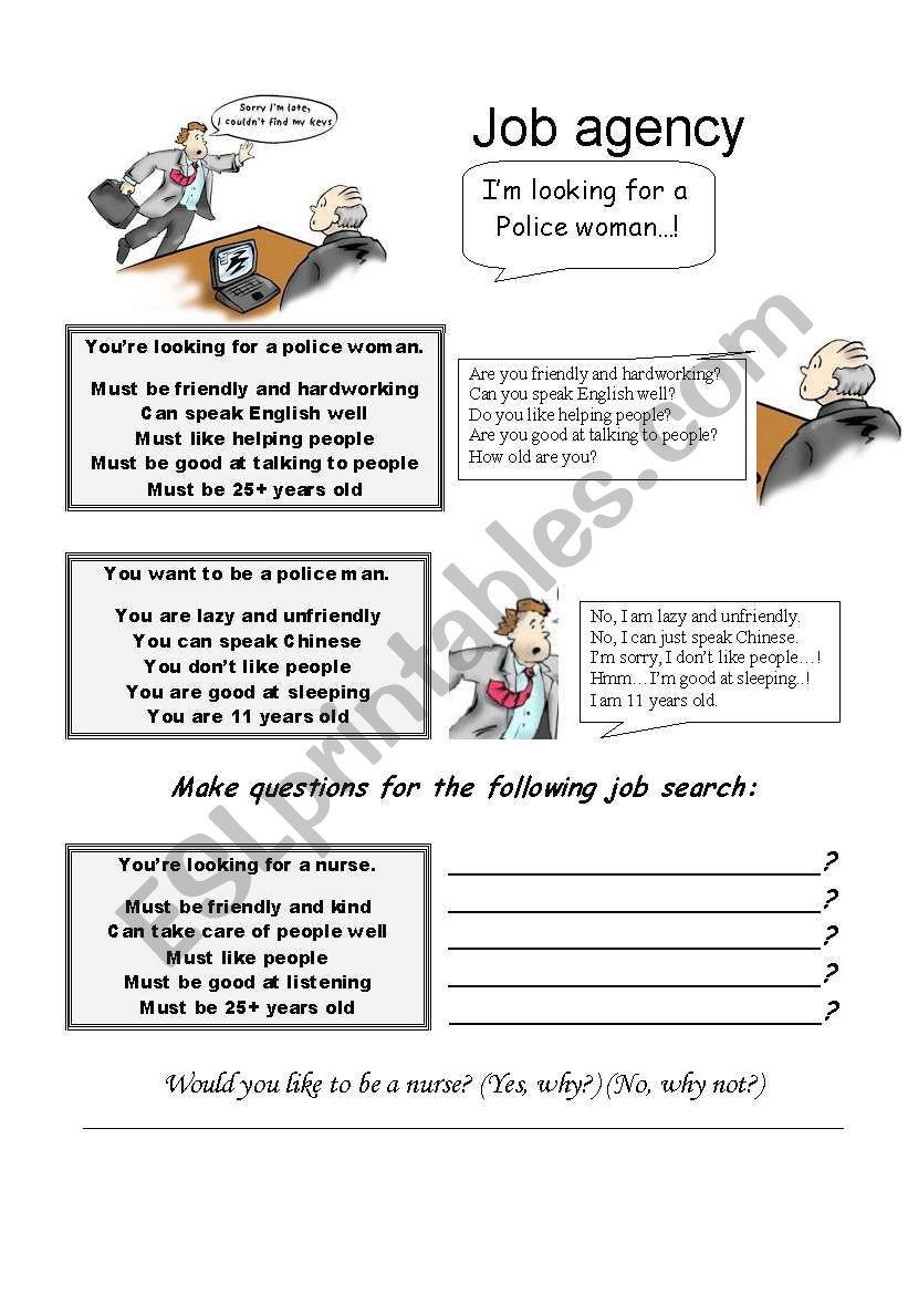 Job agency handout worksheet