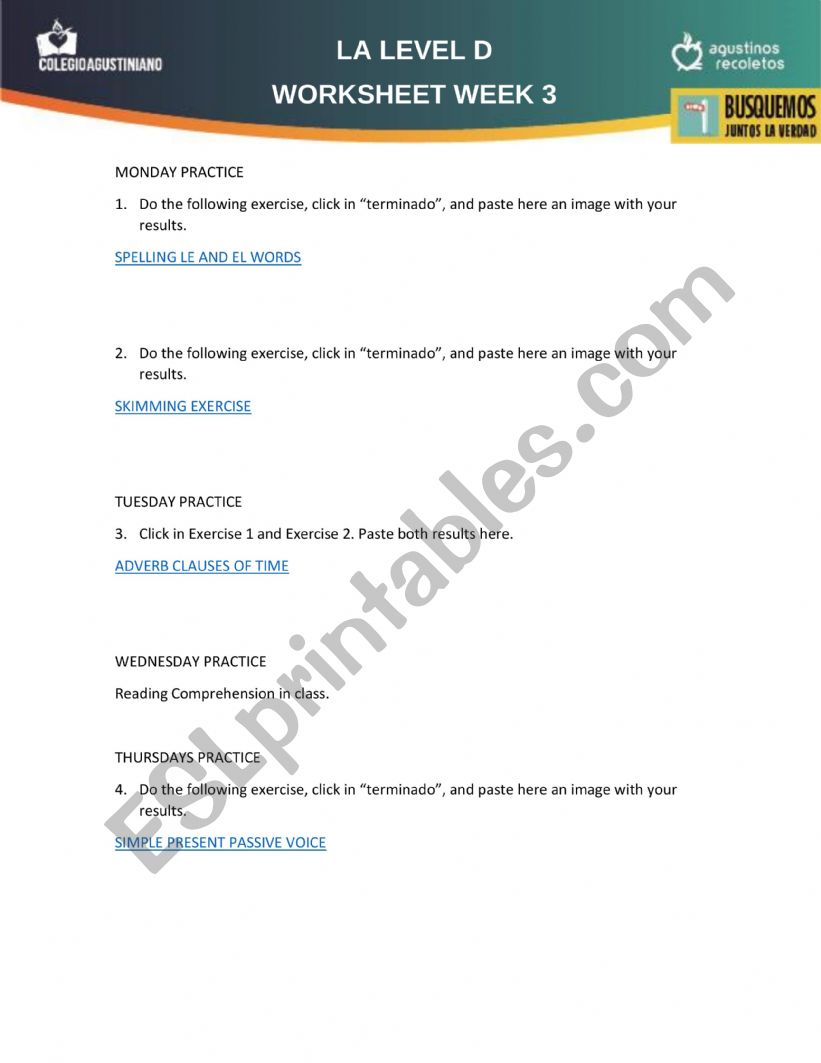 SPELLING E WORDS worksheet