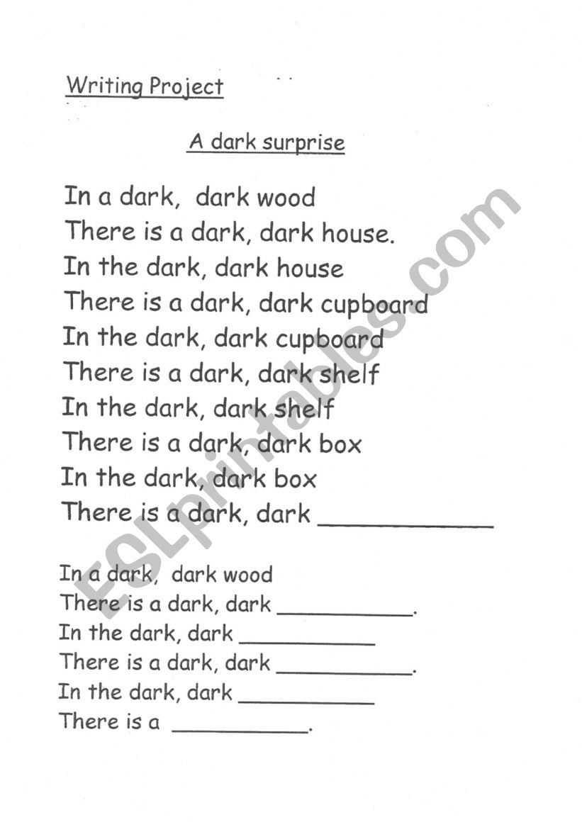 A dark Surprisde worksheet