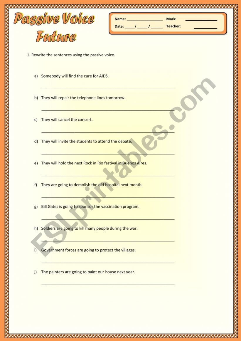 Passive voice worksheet