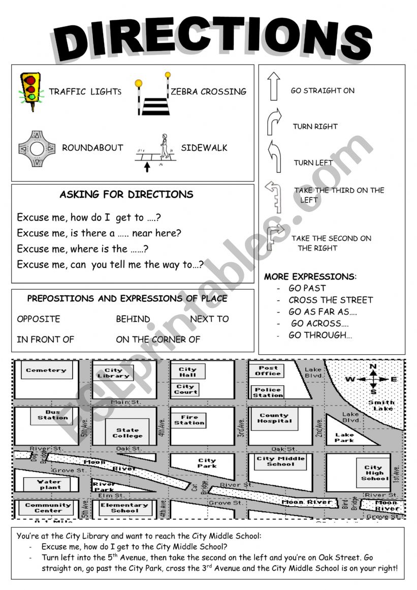 Giving directions worksheet