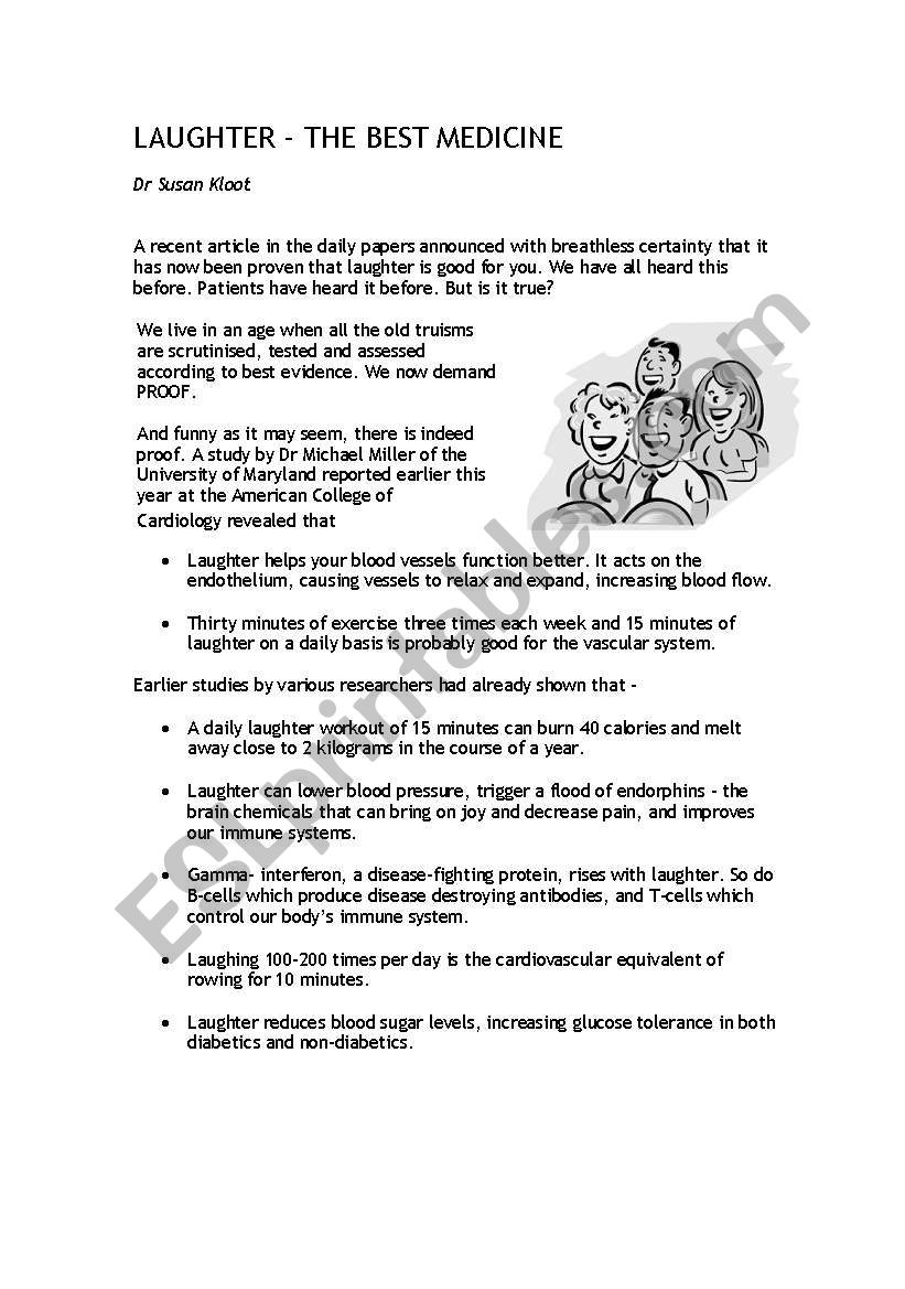 Laughter - the best medicine worksheet