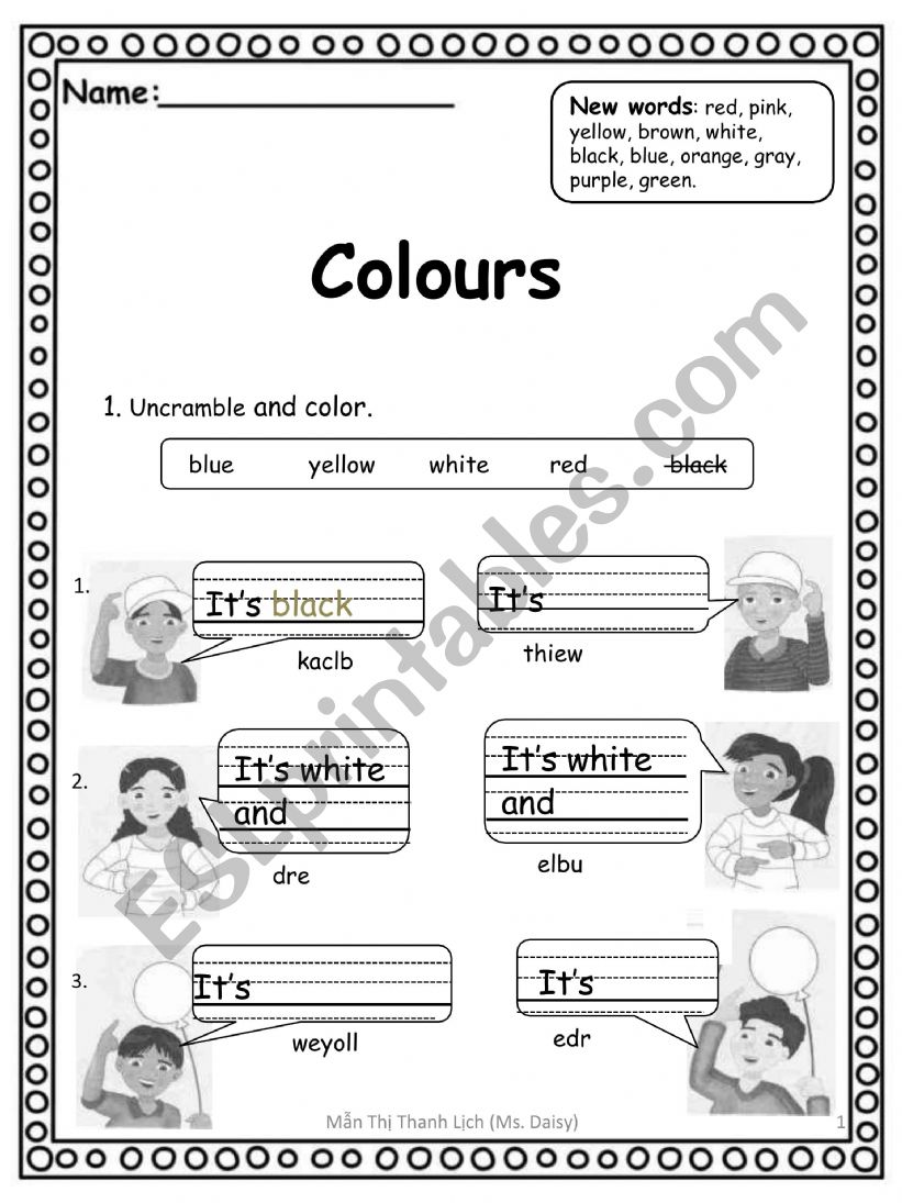 Colors worksheet