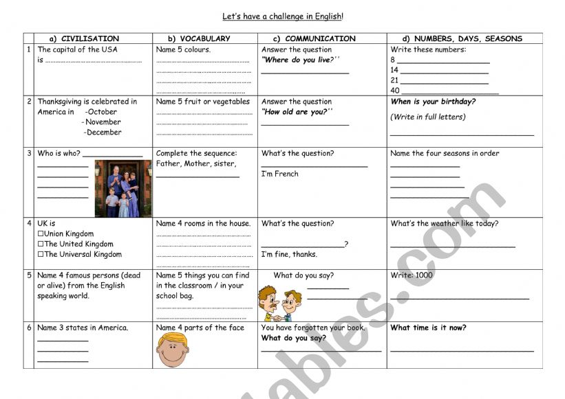 Culture challenge quiz worksheet