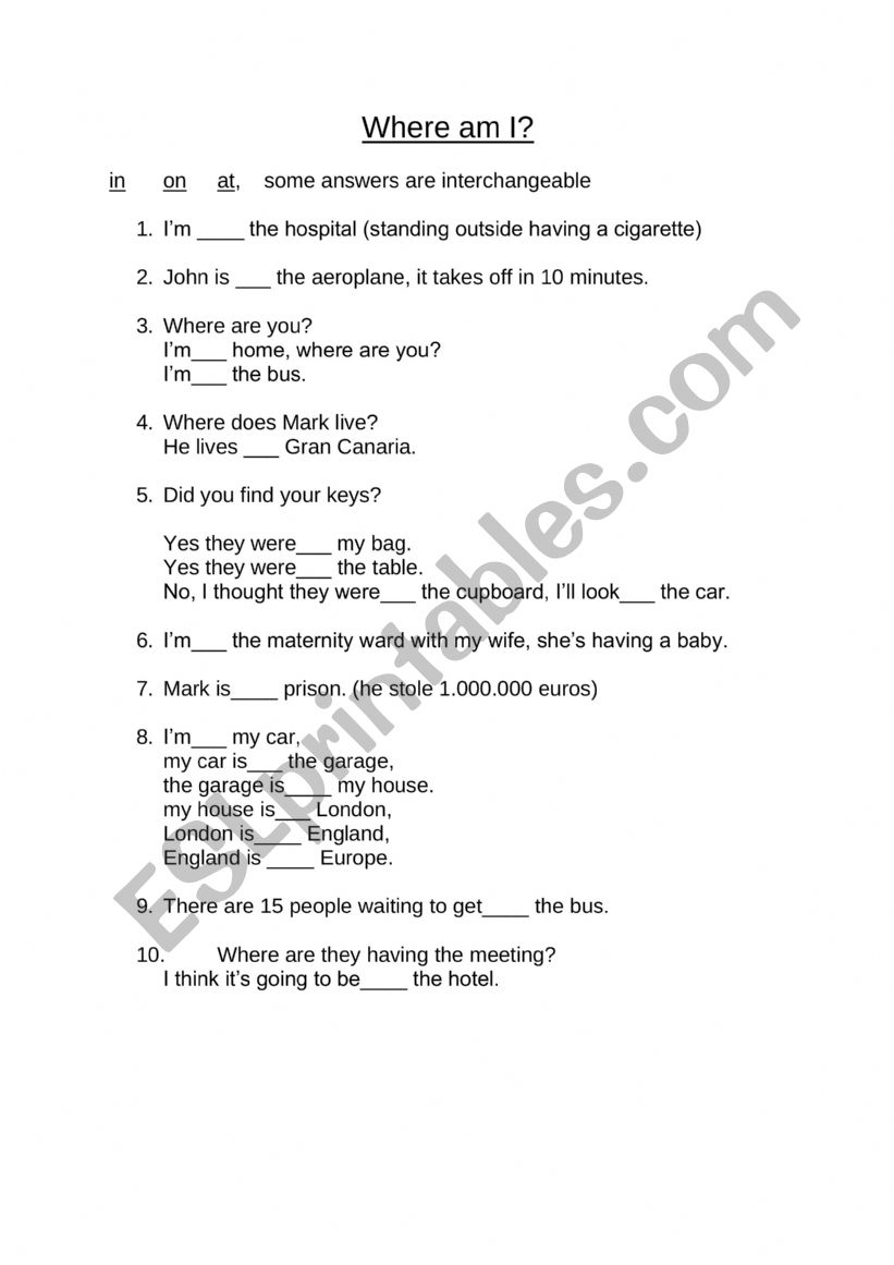 Testing IN ON and AT worksheet Testing IN ON and AT worksheet