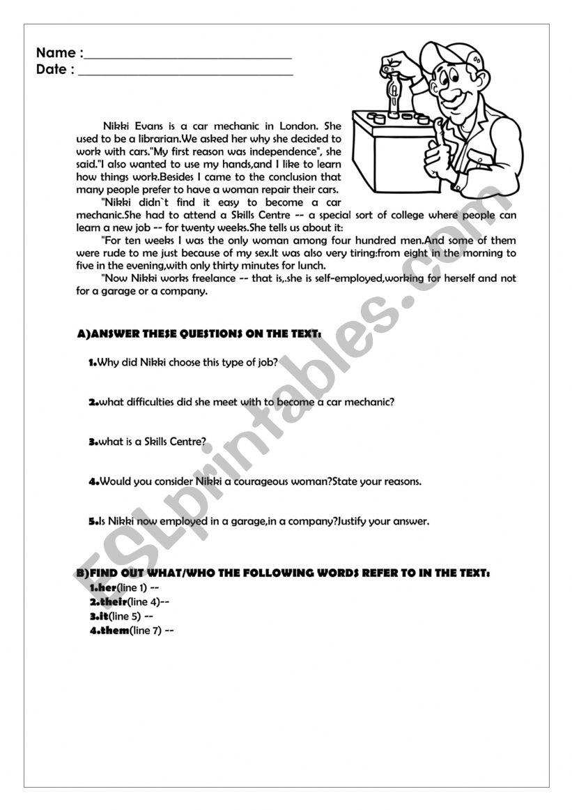 Job worksheet