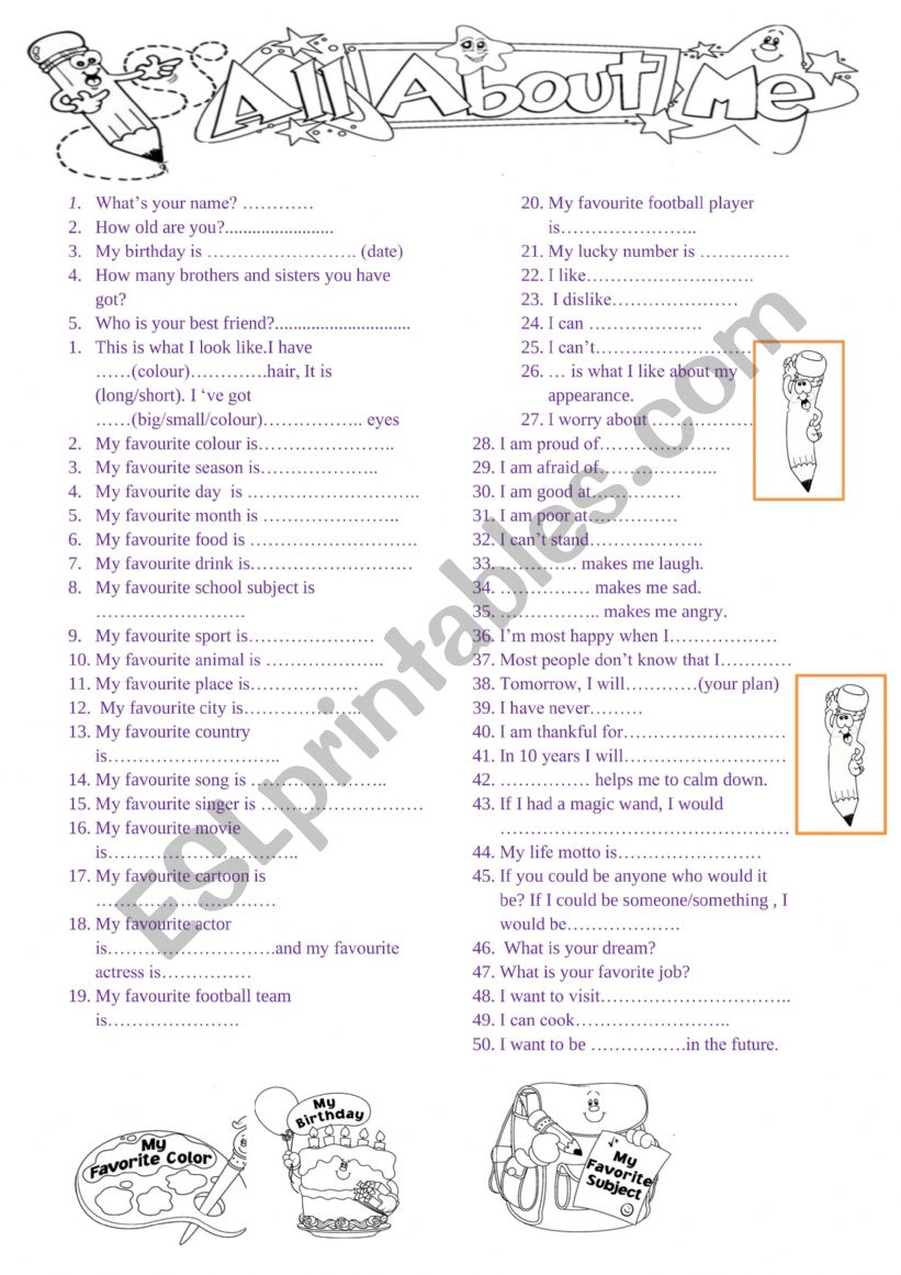 Inttroduce yourself worksheet