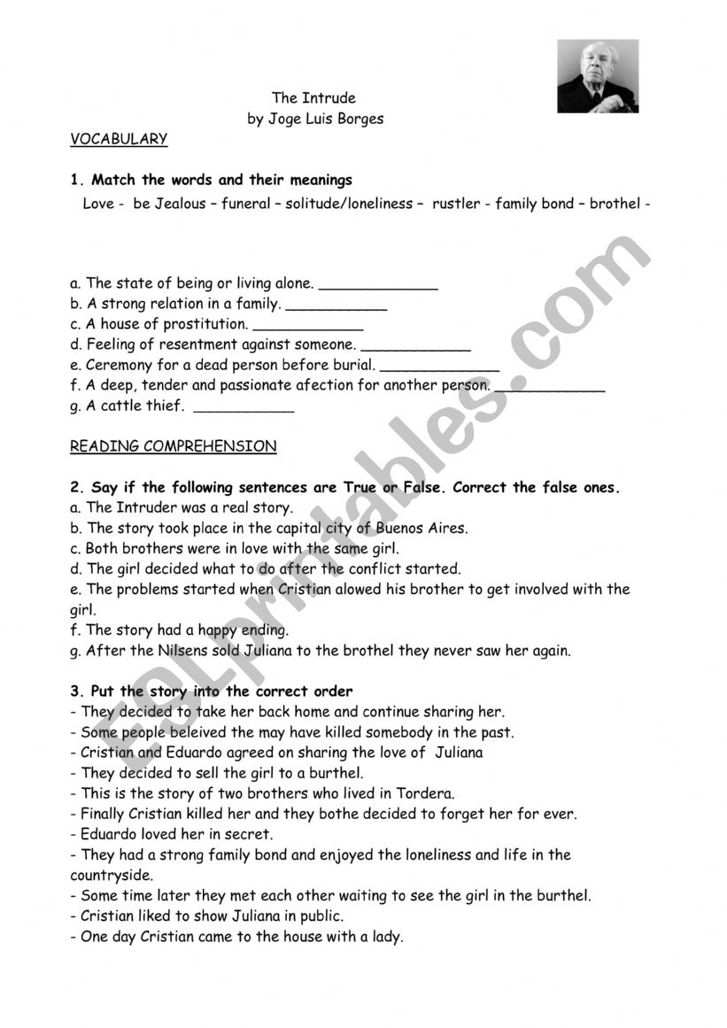 The Intruder worksheet