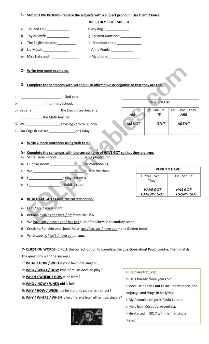 Revision BE - HAVE GOT - WH QUESTIONS