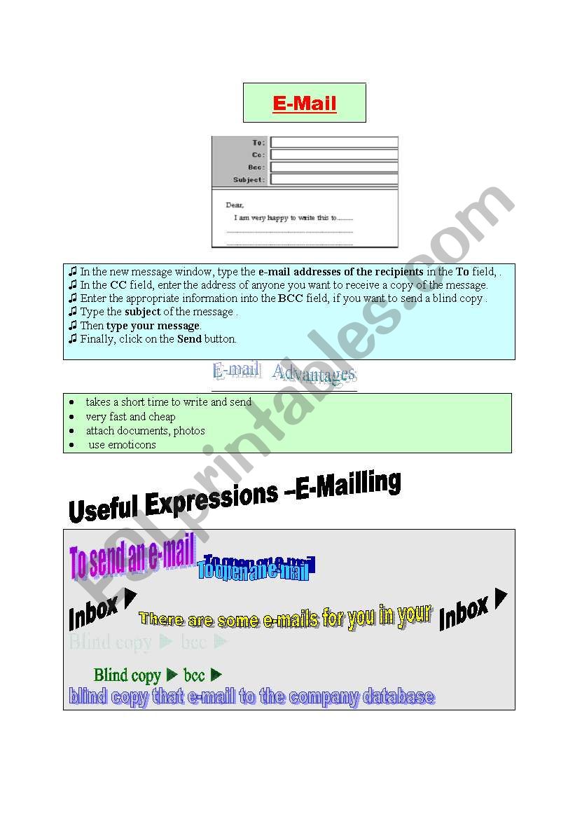 e- mail vocabulary worksheet
