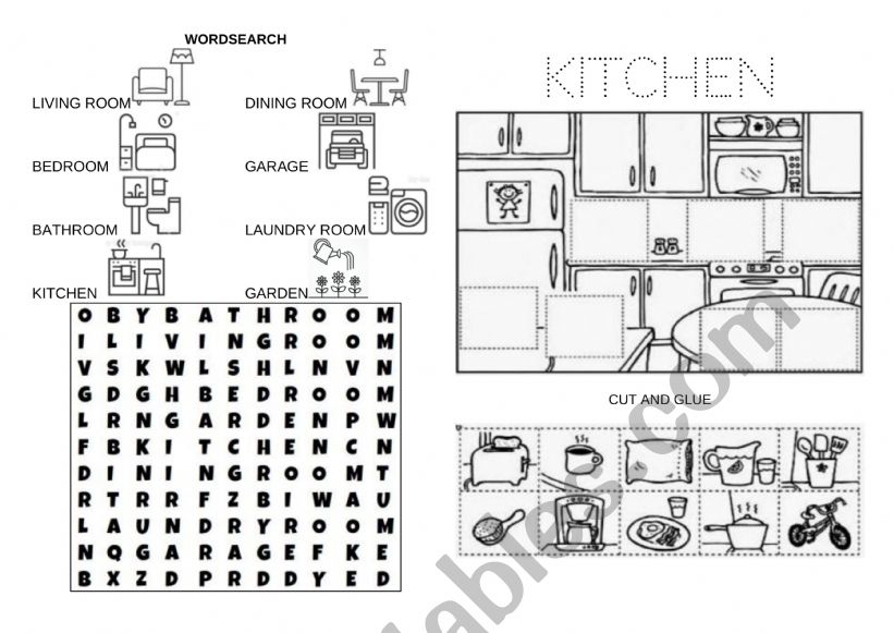 Parts of the house worksheet